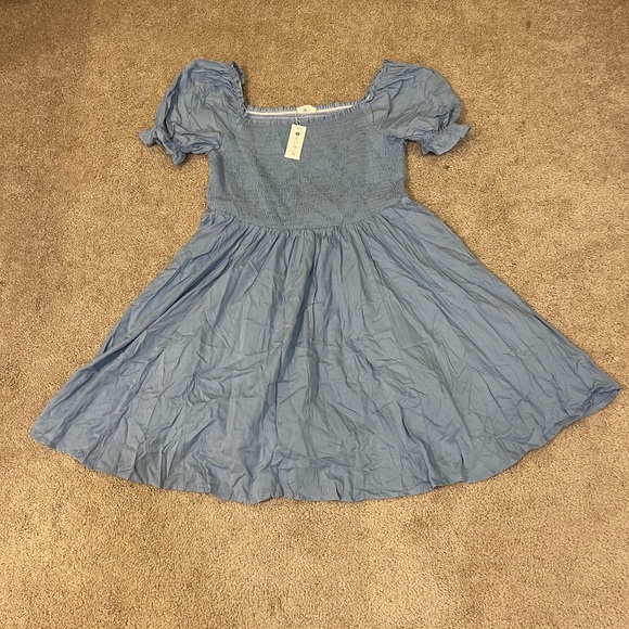 Holipick Square Neck Smocked Top A-line Dress with Puff Sleeves - Picture 3 of 11